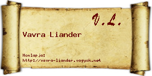 Vavra Liander névjegykártya